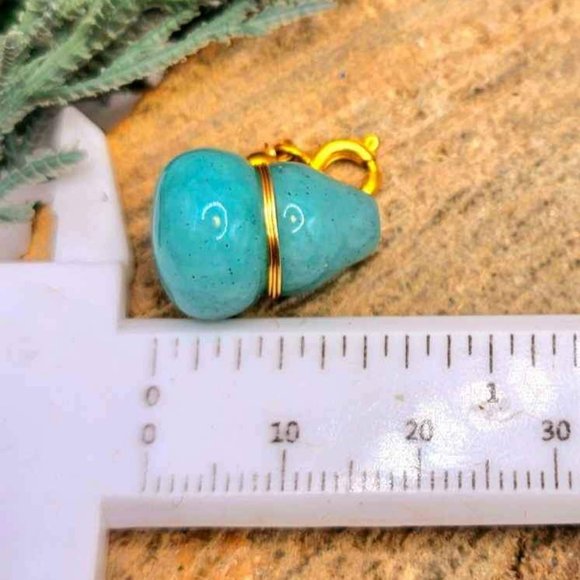 Beautiful Nature Amazonite Blessing Gourd Gold Accent Pendant Necklace - Picture 10 of 10